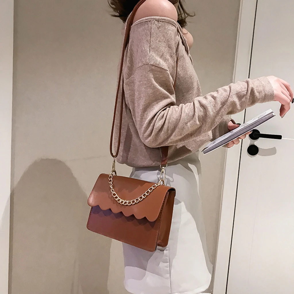 Simple Flap Shoulder Fashion Women Bag Leather Bags Girls Pure Color Mini Messenger Chest Cross Body Handbags Bolsa Feminina 820