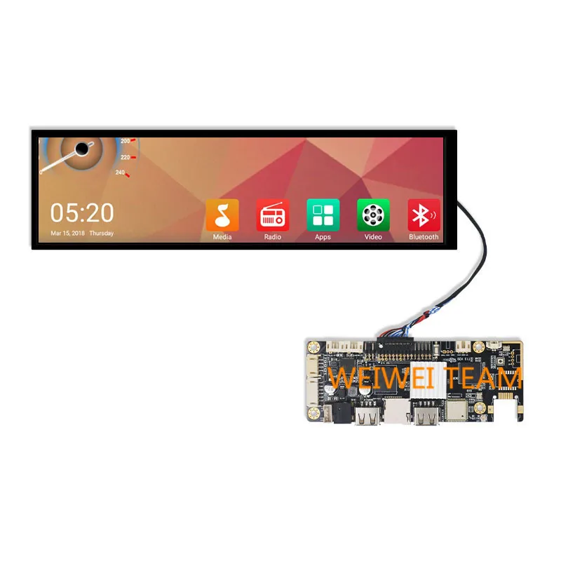 

Wisecoco 8.8 inch Stretched Bar LCD Panel 1920x480 Car Advertising Supermarket Shelf Screen Ultra Wide Display Android Board