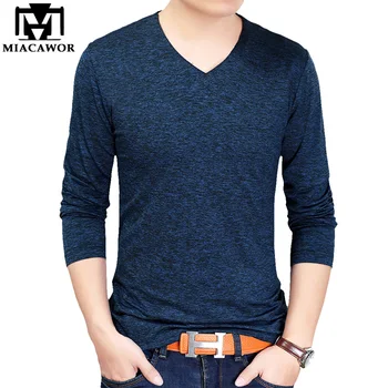 

Men t-shirt Spring Long sleeve tshirt Mens Solid Color Fashion Slim Fit Tee shirt Homme Tops & Tees Men Clothes T845
