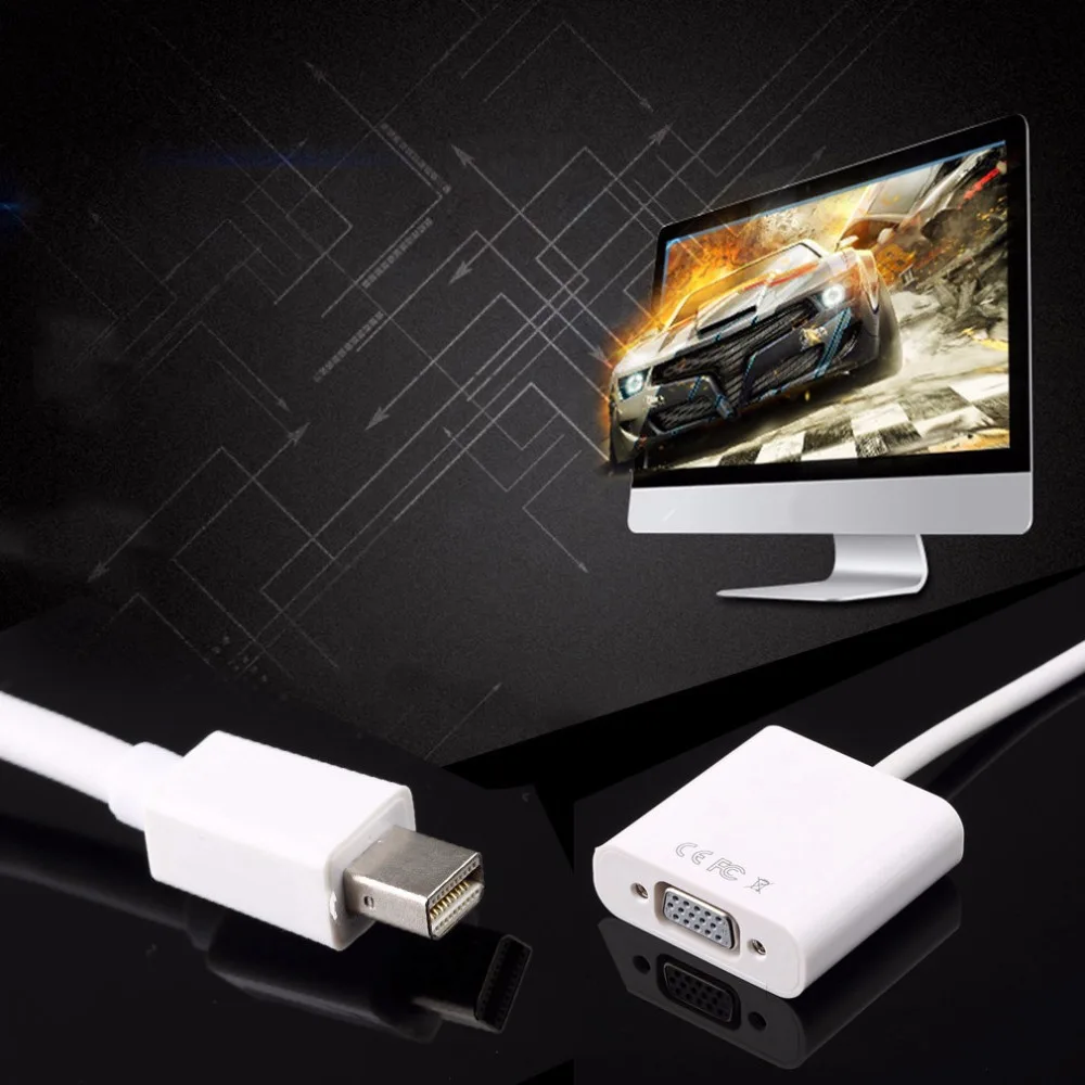 

1pcs Mini DisplayPort Display Port DP To VGA Adapter Cable for Apple for MacBook Air Pro iMac Mac Mini Adapter Cable White