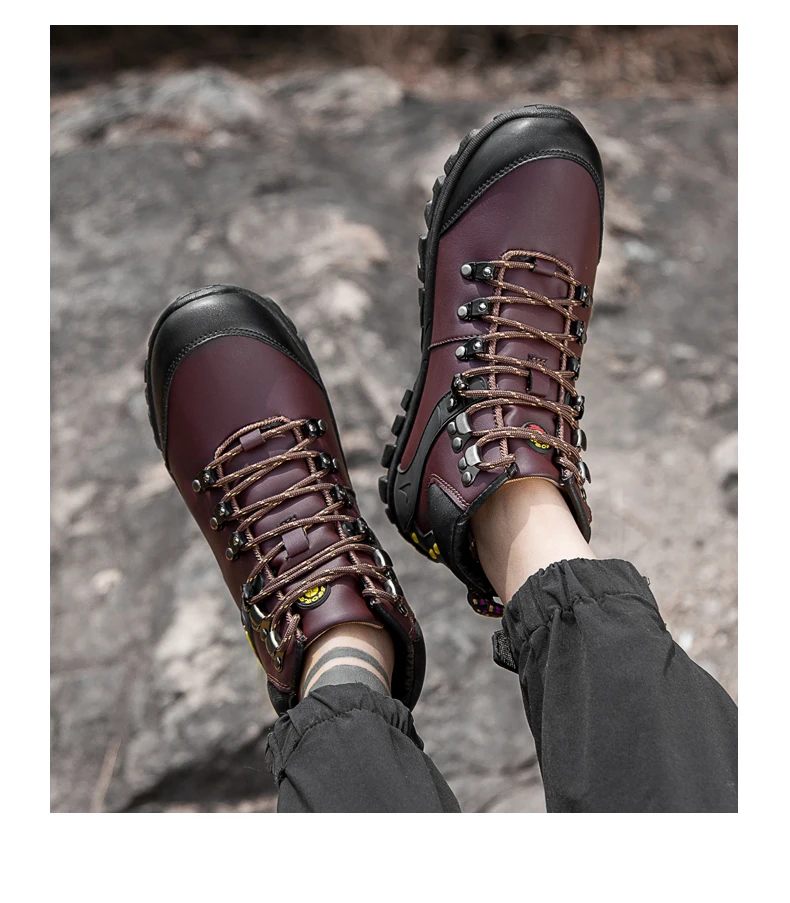 Autumn WinterHiking Boots Men Outdoors Rock Climbing Shoes For Men Rubber Sole Sport Sneakers Mens With Fur Trekking Boots Man