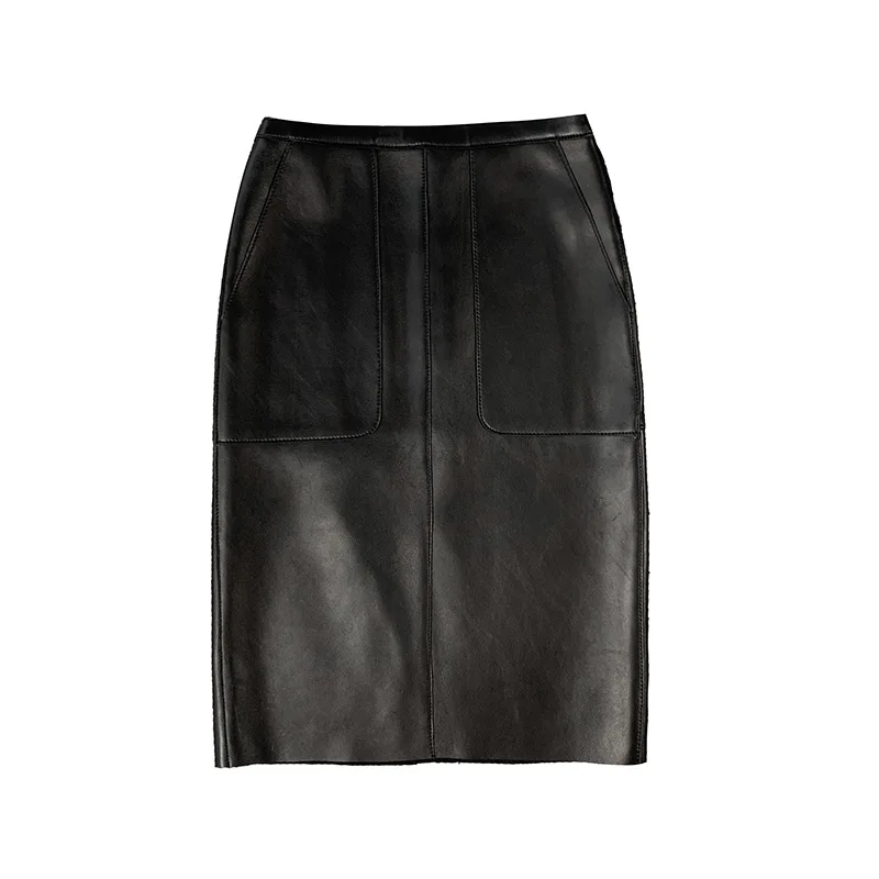 Chic OL elegant leather skirts Brand new high quality genuine leather pencil skirts B395