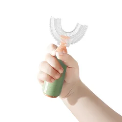 Cepillo de dientes en forma de U para bebé, mordedores de silicona suave para bebé, 360 grados, cuidado bucal