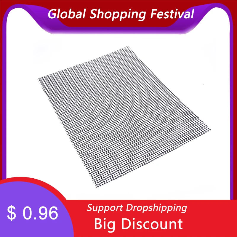 Non-stick Barbecue Grilling Mats High Security Grid Shape BBQ Mat with Heat Resistance 30x40x0.2cm For Outdoor Activities
