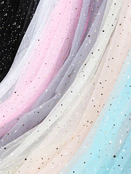 

155cm Wide Stars Gauze Cloth Starry Sky Yarn Net Yarn Pink Background Cloth Net Red Nail Art Photo Lace Yarn Sequins Gauze Cloth