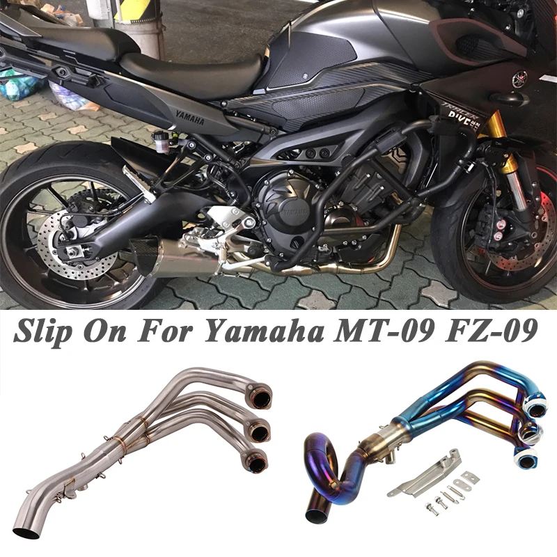 Слипоны для Yamaha MT09 MT-09 FZ-09 мотоцикл Yoshimura выхлопная Escape Модифицированная мото Передняя средняя Соединительная труба без глушителя