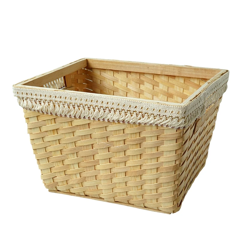 Storage Baskets Beige Tassels Rattan Frame for Kitchen Bathroom Towels and Clothes Nordic Style Home Decoration