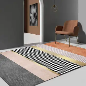 

Light Luxury Style Carpet and Rug Livingroom Bedroom Geometric Houndstooth Home Decor Tapete Kitchen Hallway Anti-Slip Floor Mat