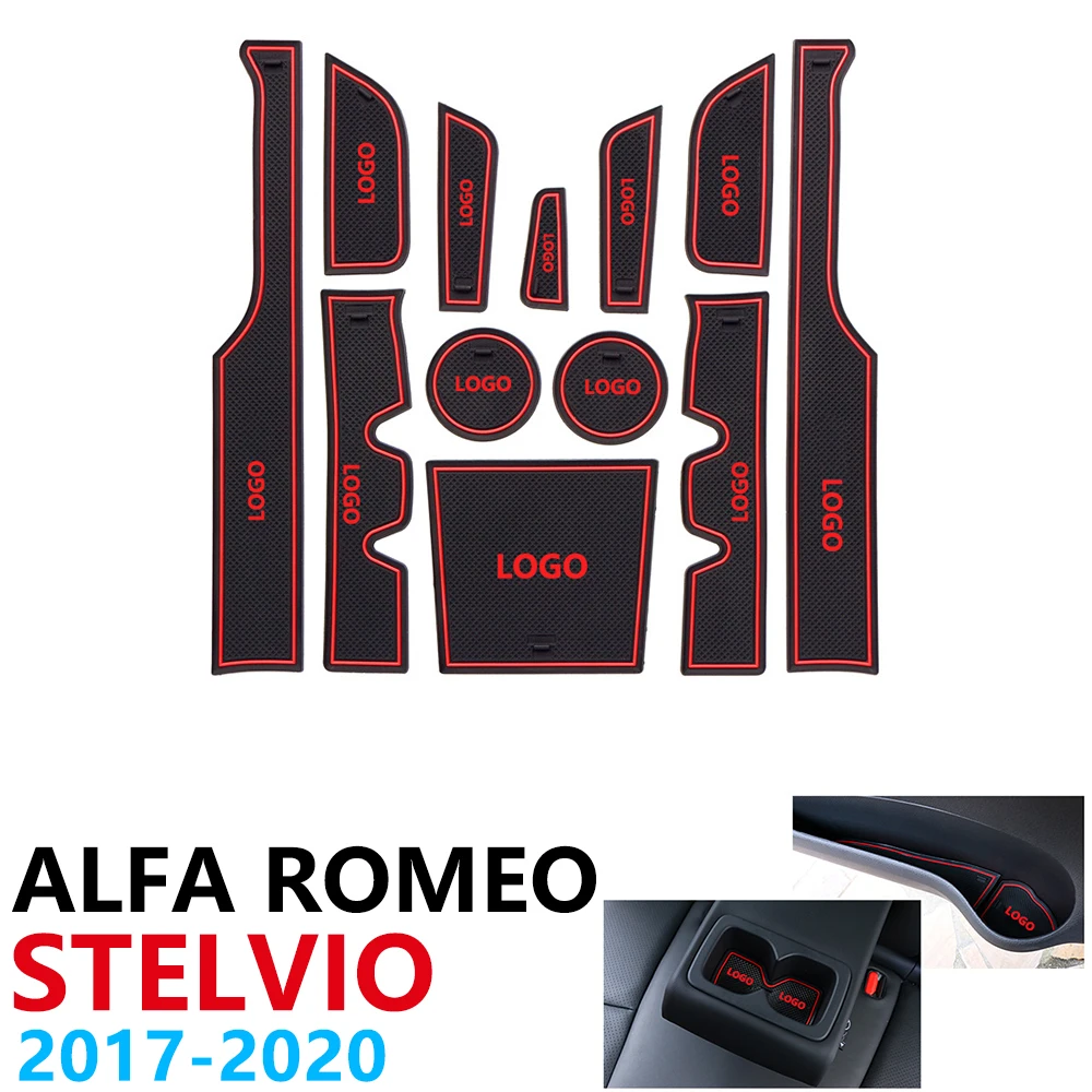 

Anti-Slip Rubber Cup Cushion Door Groove Mat for Alfa Romeo Stelvio Q NRING Q4 Quadrifoglio 2017 2018 2019 2020 Car Accessories
