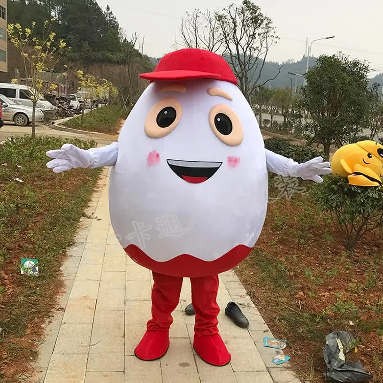 Customise White Egg Mascot Costumes with Red Hat Halloween for Sale Free Shipping | Тематическая одежда и униформа