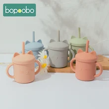 Bopoobo детская посуда 1 шт. силиконовая мультяшная кошка Wth привычка питьевая вода чашка детские кружки с соломинкой Нескользящая с ручкой поилка Bopoobo детская посуда 1 шт. силиконовая мультяшная кошка Wth привычка питьевая вода чашка детские кружки с соломинкой Нескользящая с ручкой поилка