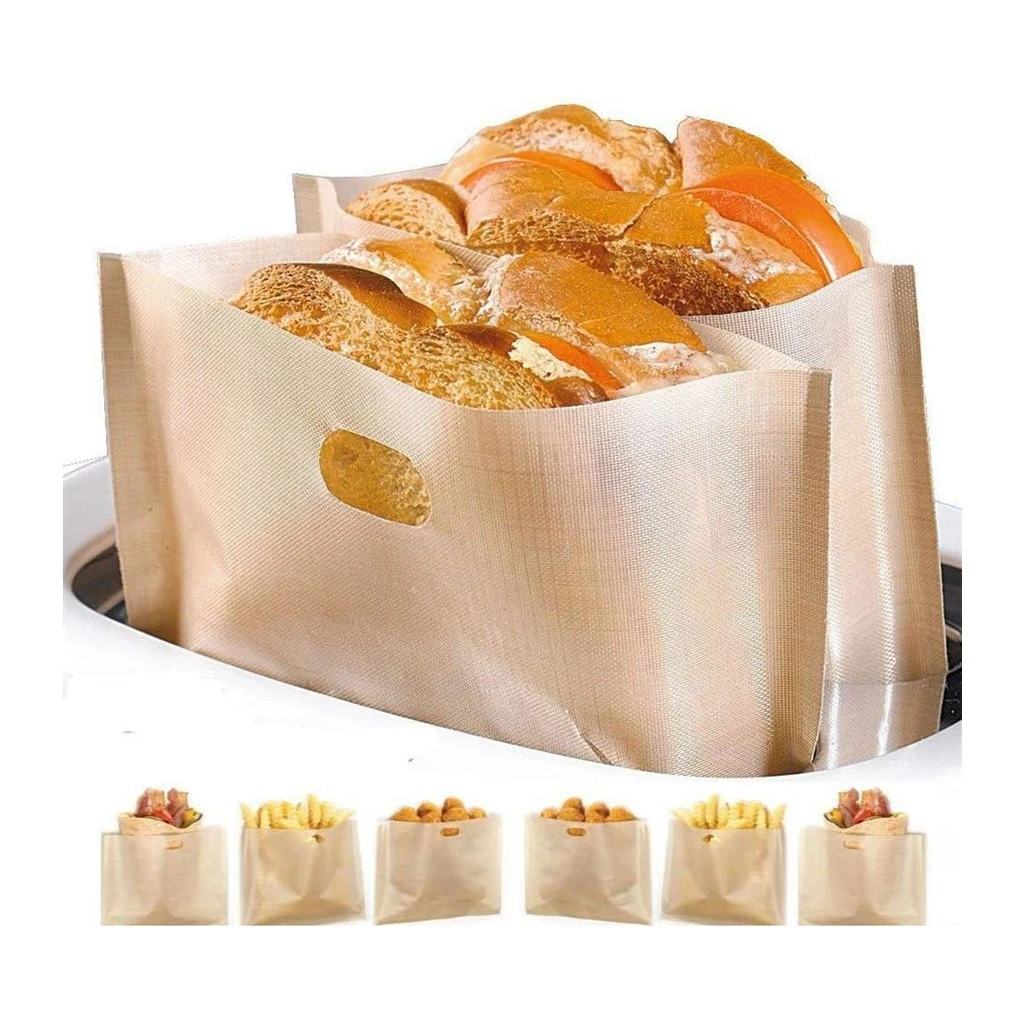 3 PC Reusable Toaster Bag Non Stick Bread Bag Sandwich Bags Fiberglass Toast Microwave Heating Pastry Tools microwave cooking bags toaster bag
