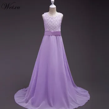 

Kids Girl Dresses 2020 Purple Long Prom Dress Children Princess Wedding Party Dresses for Toddler Girls 6 8 9 10 12 13 14 Years