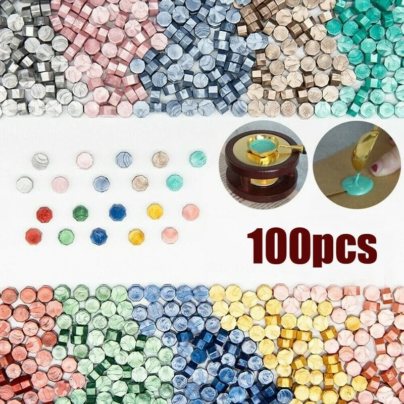 

Sealing Wax Seal Stamp Color Wax Beads 100pcs for Diy Lovers Craft Gift Wedding Invitation Envelop Gold Stamper Colorful