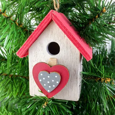 Nicro Деревянные Подвески на рождественскую елку маленький деревянный домик милые украшения на день рождения для детей Новые DIY вечерние принадлежности# Chr73 - Цвет: Heart