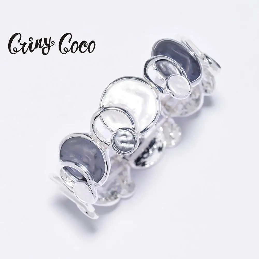 Женский браслет с геометрическим рисунком Cring Coco Модный Круглый очаровательный серебряного цвета ювелирные