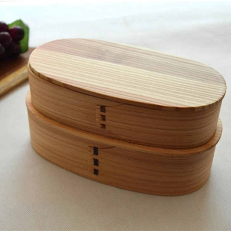 LBER японский стиль двухэтажные деревянные Bento коробки ручной работы деревянные Bento коробки пищевые контейнеры