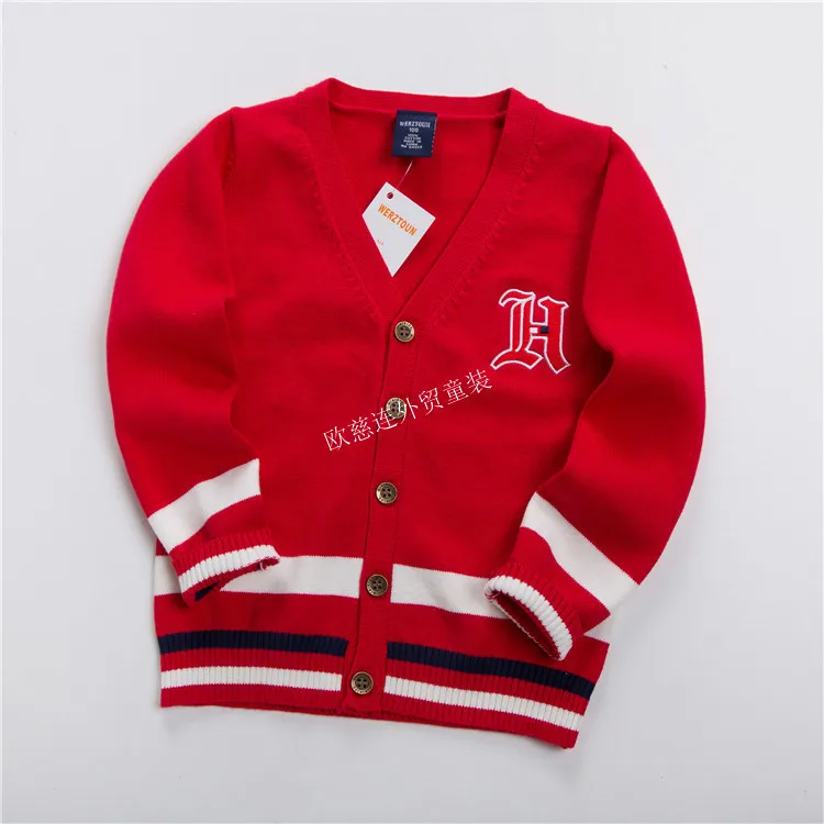 Вязаный кардиган для мальчиков, Детский свитер 19 осенне-зимний стильный Детский свитер в европейском и американском стиле 100-140, W19311