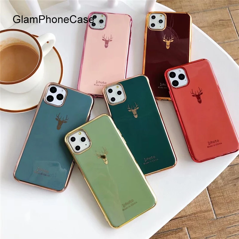 GlamPhoneCase Solid Color Elk Phone Case For iPhone11Pro/Max X XS Max XR Soft Silicone Cover iPhone11 7 8 6 6s Plus |