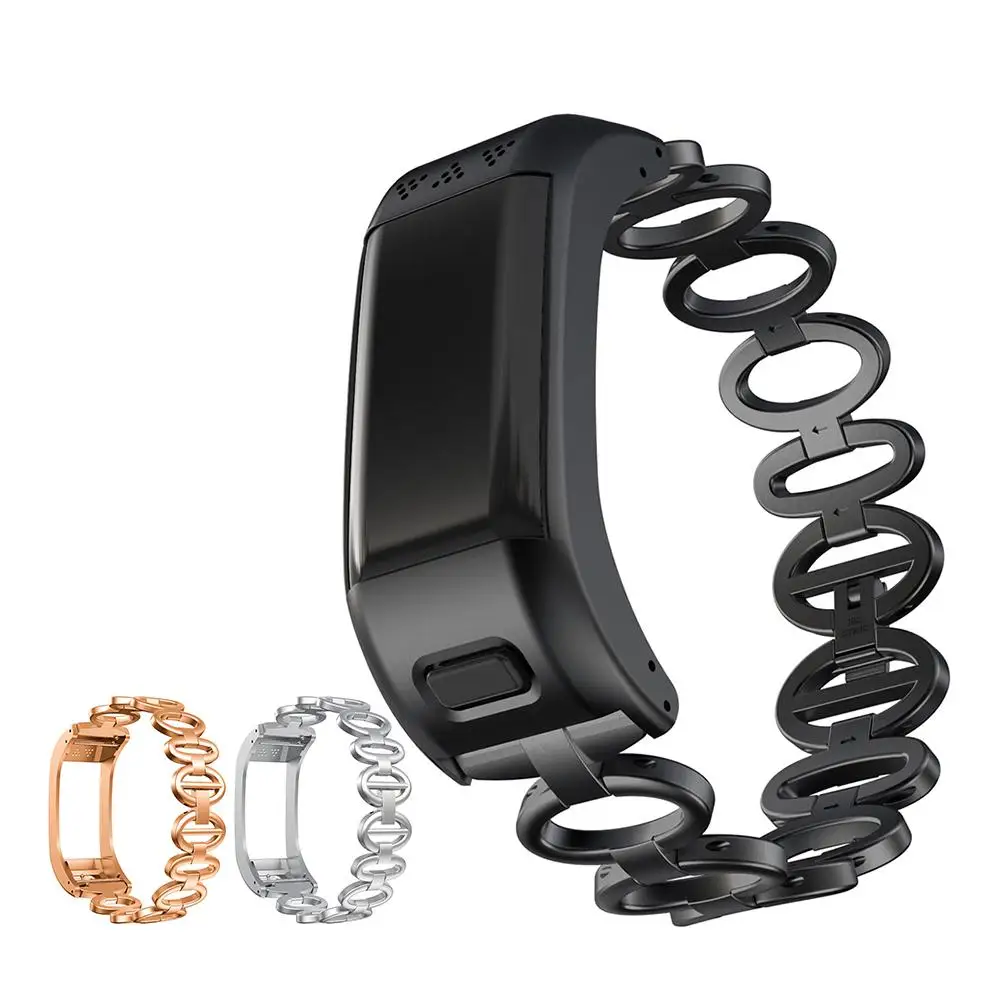 Ремешок из нержавеющей стали применим к Garmin Vivosmart HR+ умный Браслет гусиное яйцо металлический ремешок