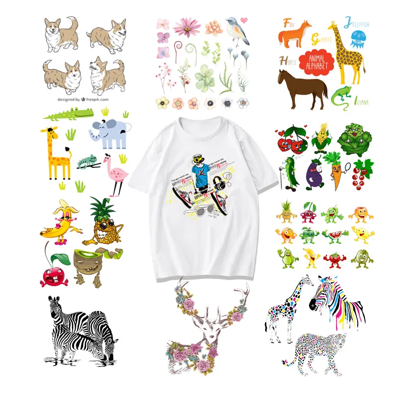 

Iron-on Transfer Patches Cute Animal Patch for Clothing Sticker for Children Boy Girl DIY Patches T-shirt Heat Transfer Vinyl F