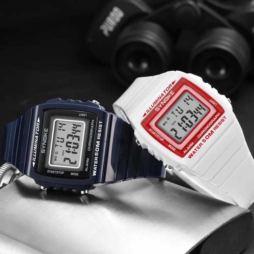 SYNOKE силиконовые спортивные классические мужские часы G цифровые наручные часы Роскошные ударные водонепроницаемые для подарка стильный двойной светильник