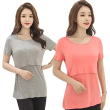 Хлопковая эластичная одежда для беременных, Послеродовая одежда для кормления, кормящих грудью, топ для беременных женщин