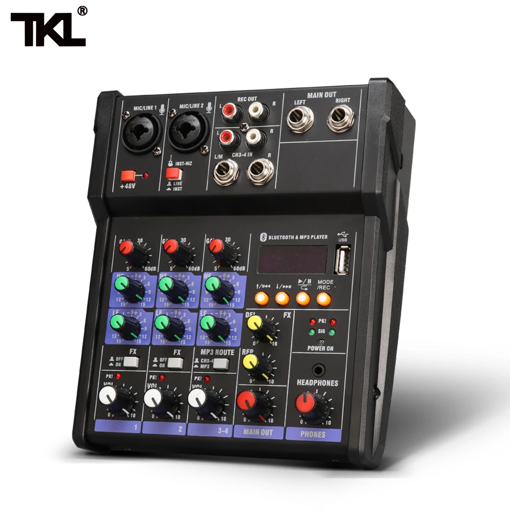 TKL 4-канальный миксер оборудование для тюнинга Dj звуковой USB Bluetooth стереозвук Inpu