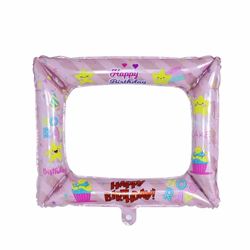 День рождения Photo Booth фольги воздушные шары с днем рождения фоторамка Globos реквизит для фотографий на день рождения вечерние украшения дети ребенок душ мальчик
