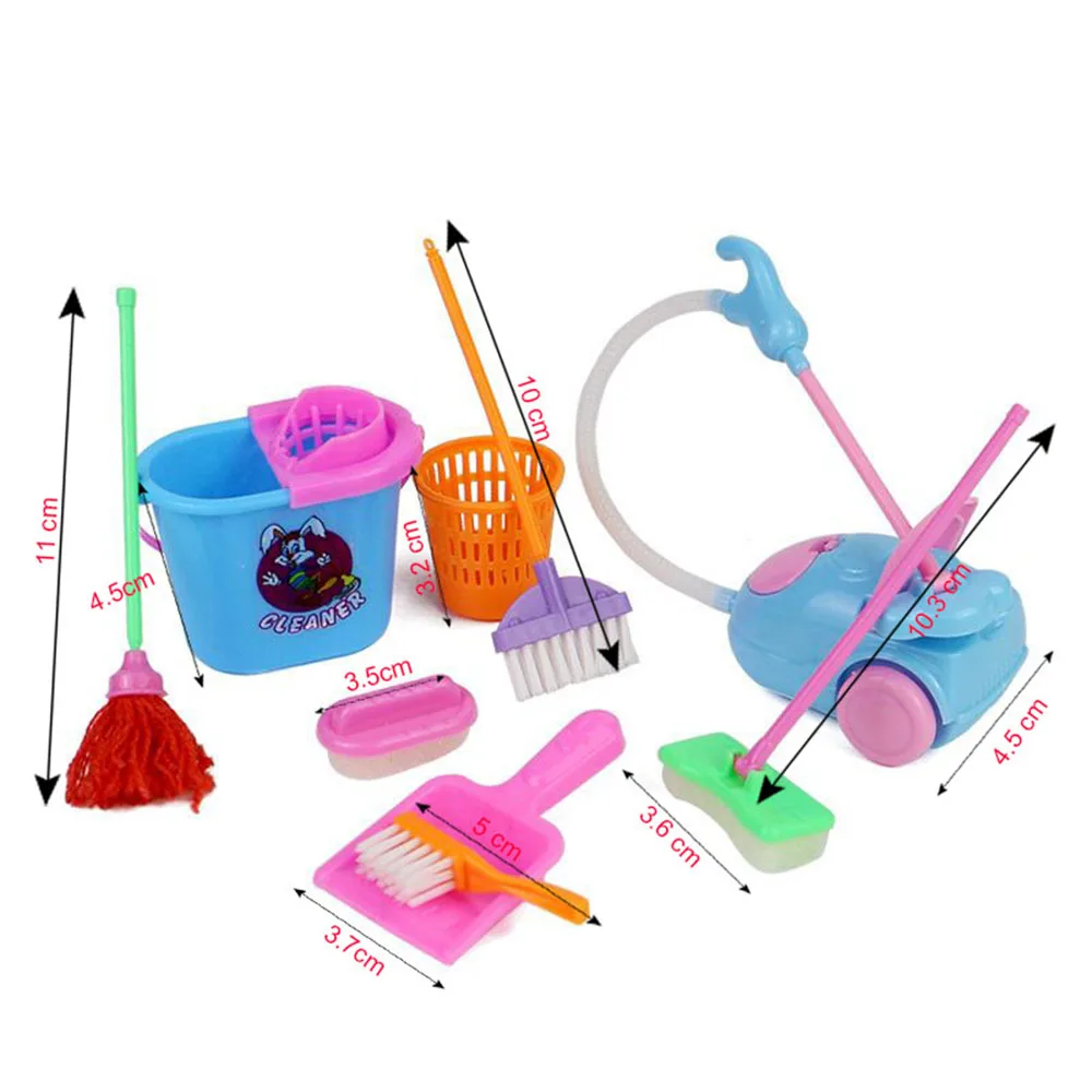 9pcs /set Mini Doll Accessories Household Cleaning Tools For Barbie Doll Accessories High Quality Dollhouse Kids Educational Toy