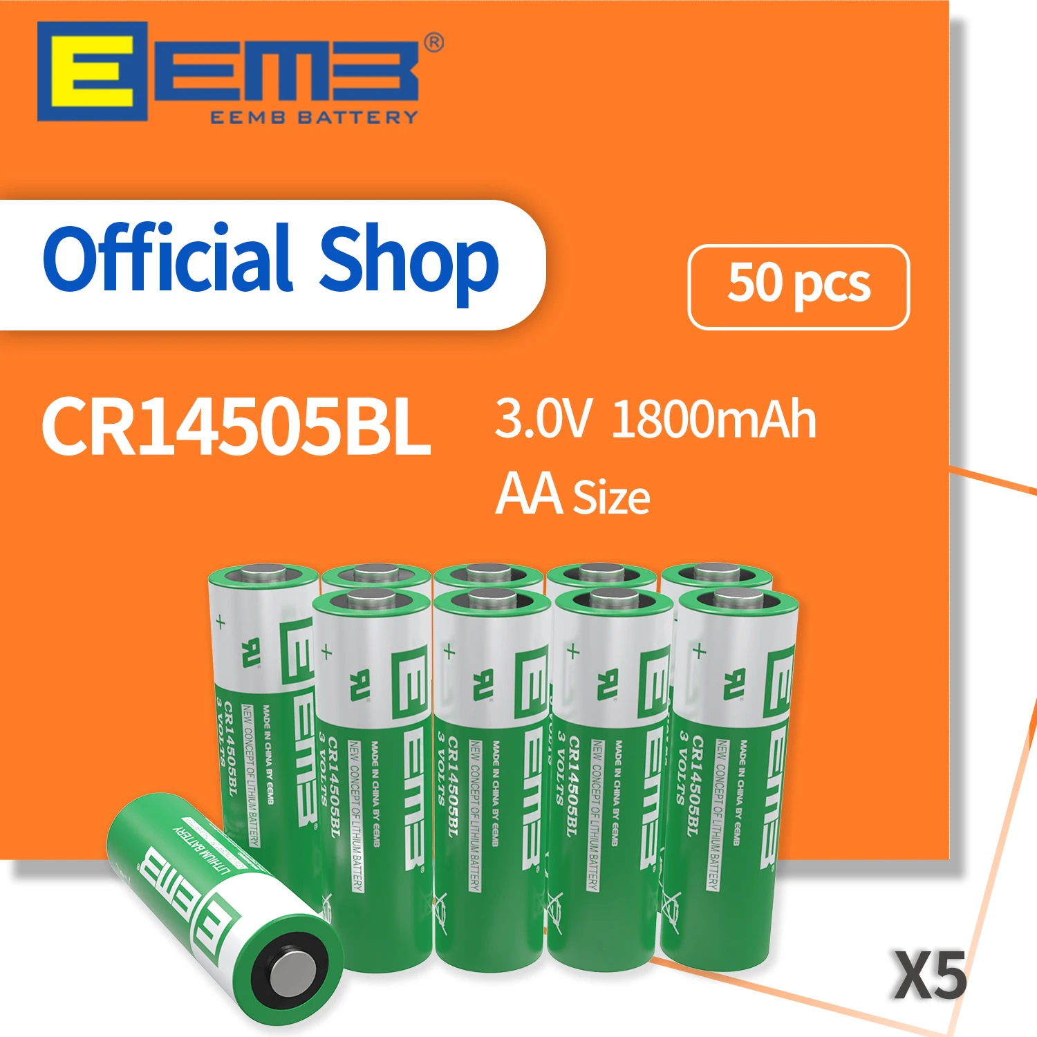 50PCS EEMB 3V AA Size Lithium Battery 1800mAh CR14505BL Non-Rechargeable for Security Cameras Digital Thermometer Meter | Электроника