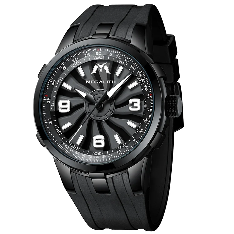 

11.11 16 o'clock Fans Seckill MEGALITH Military Watches Creative Turbine Rotation Dial Watch Sport Waterproof Clock Man 2019