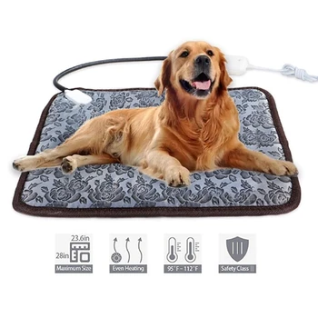 

45X71cm Winter Waterproof Pet Heated Pad Bed Puppy Dog Cat Warmer Electric Heating Mat Cushion Mat-US Plug