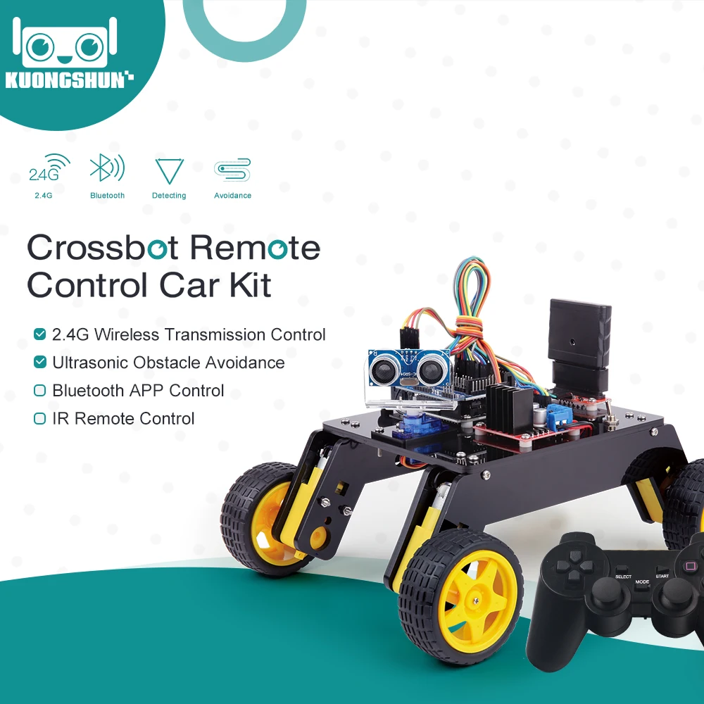 

KUONGSHUN Remote Control Smart Robot Car 4WD Chassis Kit with Ultrasonic Module,Remote for Arduino UNO R3 DIY Kit