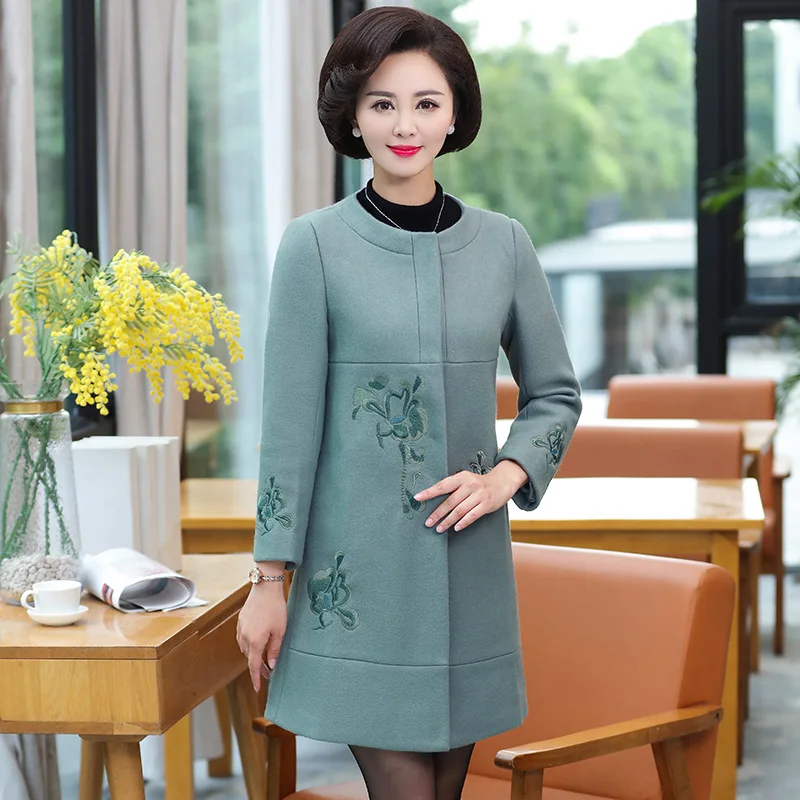 

Middle-aged Women Dress Woolen Overcoat Mid-length Elegant 2018 New Style Middle-aged Autumn And Winter 40-Year-Old 50 Nobility