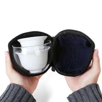 

Chinese Travel Ceramic Tea Sets 2pot 3cups Portable Kung Fu Tea Pot with Bag Porcelain Teapots For Outdoor Picnic Mini Tea Cup