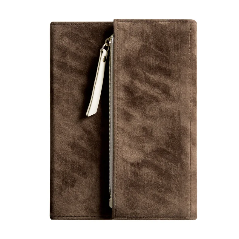 B6 замшевый дневник, зимняя креативная Складная ручная книга, планировщик, офисный органайзер для путешествий, записная книжка на молнии, чехол-карандаш