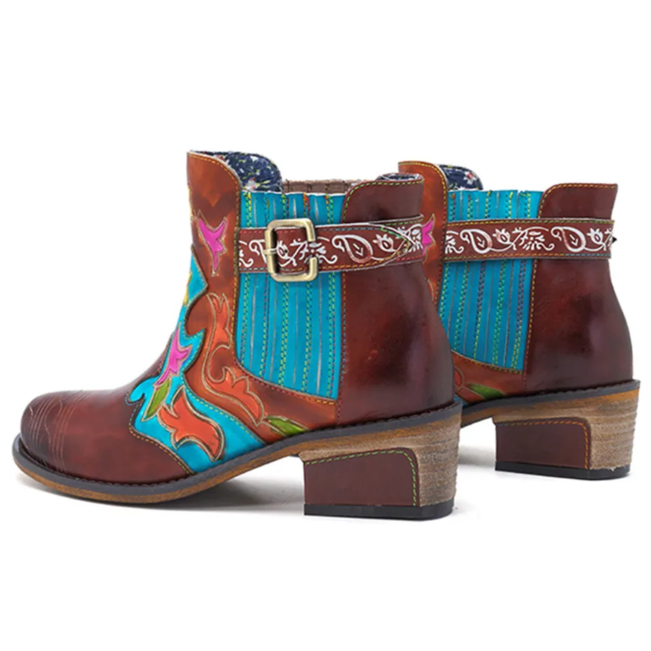 Fashion Women Chelsea Boots Genuine Leather Shoes Woman Bohemian Vintage Slip-on Ankle Boot For Women Casual Spring Winter Shoes (9)