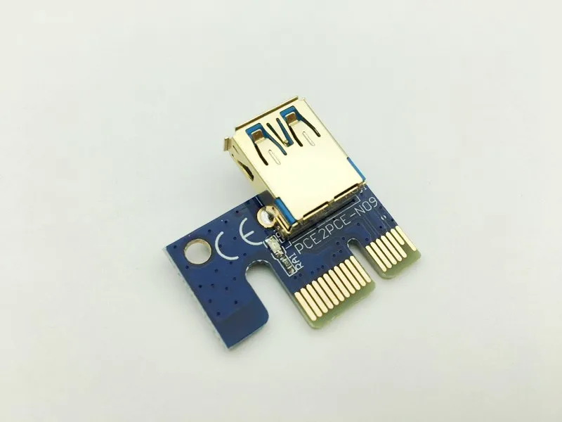 Riser VER009S светодиодный Золотой USB 3 0 PCI E PCIe Express 1x к 16x Card SATA 6Pin для BTC Bitcoin Miner Antminer