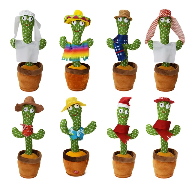 Plush cactus dancing toy, 120 songs, speaker, USB charging, vocal rehearsal, gifts for children 2