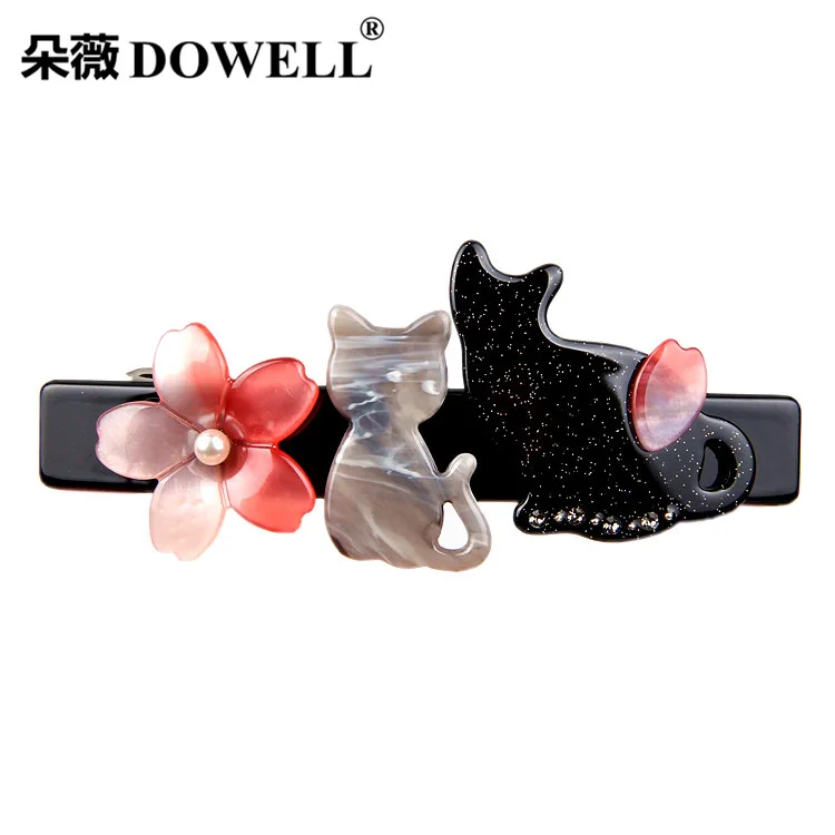 Romantic Flower Acetate Hair Clip For Women Fashion Brand Cartoon Cat Hairpin Barrettes Classic Hair Accessories Head Wear