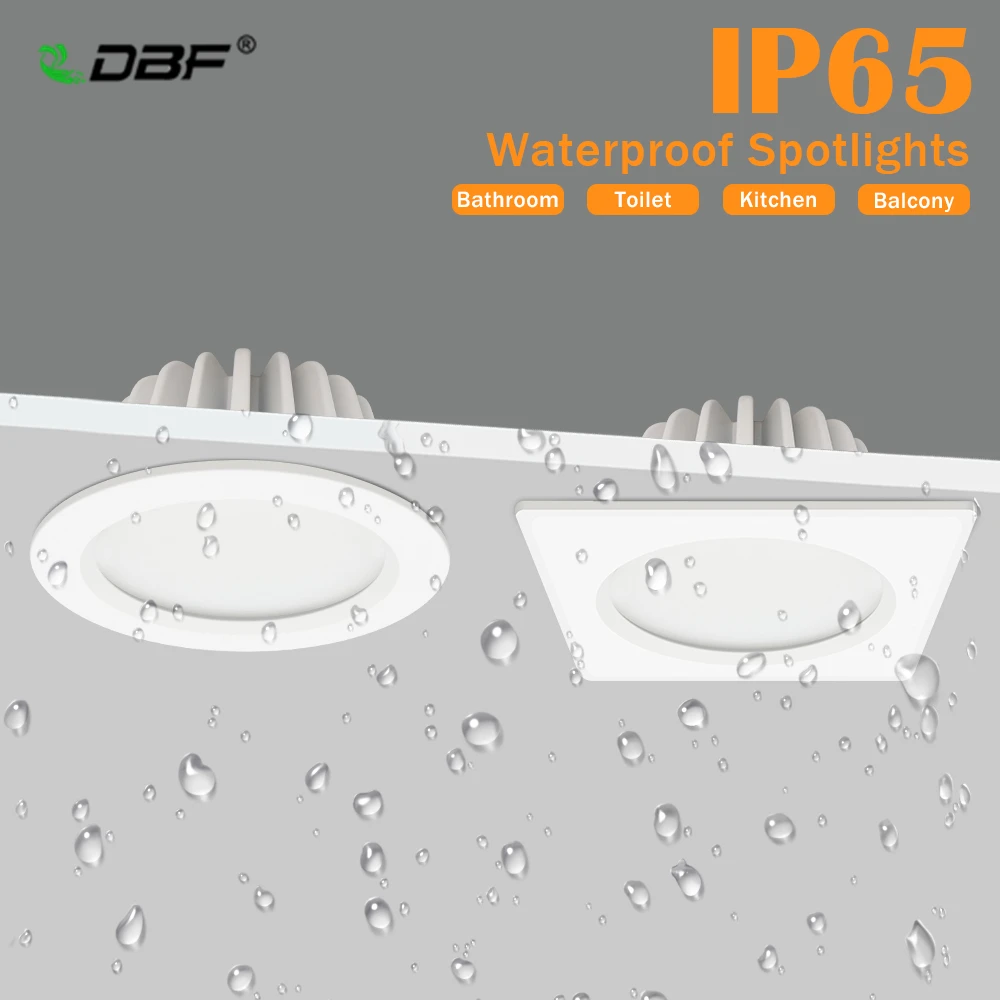 Водонепроницаемый Светодиодный точечный светильник [DBF]IP65 5 Вт 7 9 12 15 Круглый/квадратный для ванной комнаты