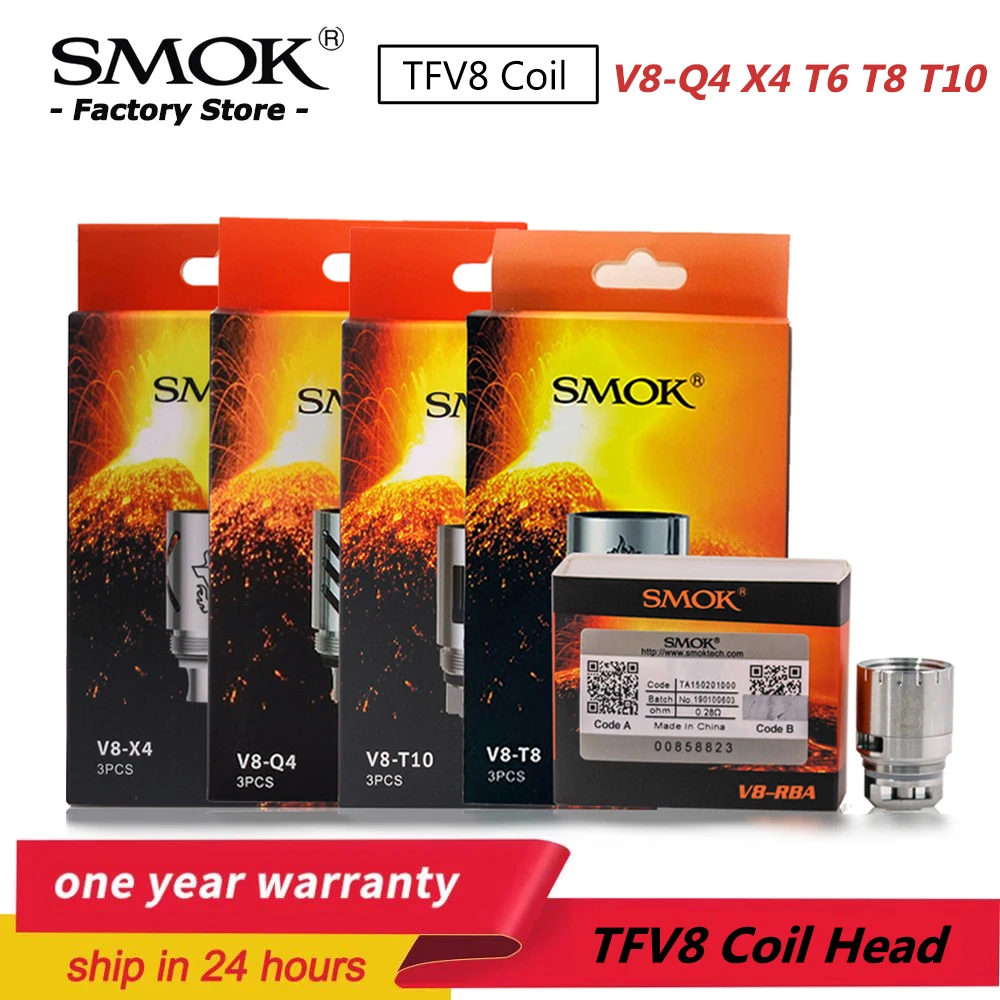 Original SMOK TFV8 Coils Head V8 RBA Core Heater Resistance Resistors Atomizer Replacement For Tank Cloud Beast Vaporizer | Электроника