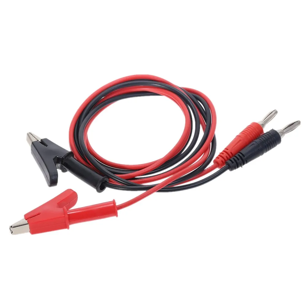 Copper 4mm Banana Plug to Shrouded Alligator 15A Banana Plug to Alligator Clip Cable Leads 1M For Testing Probe 2pcs alligator clips