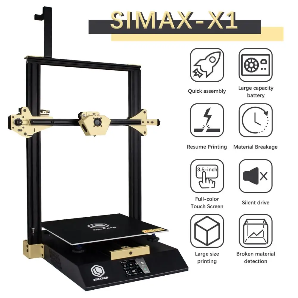 SIMAX3D-X1 hotend большой промышленный 3d принтер 300*300*400 рамка сенсорный экран-Экран