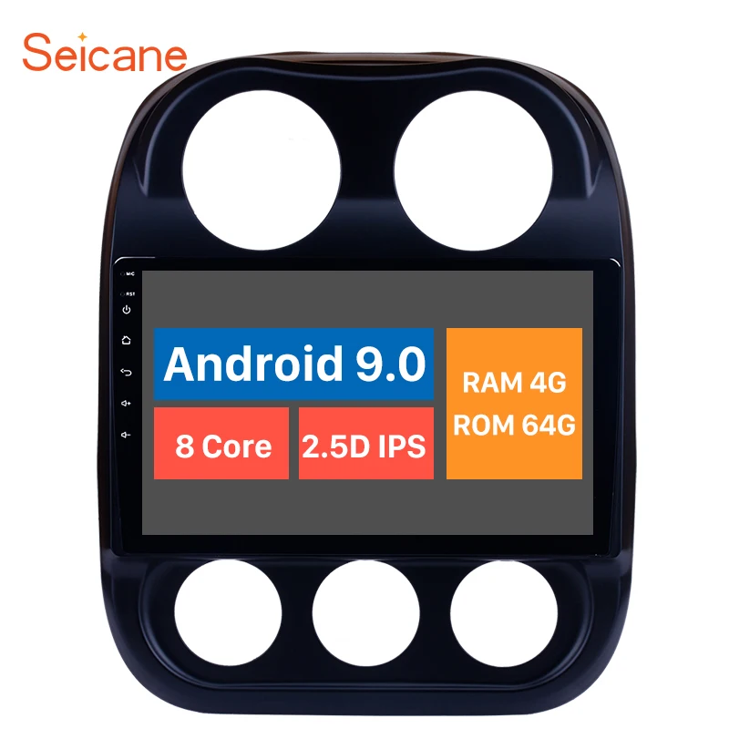 Seicane автомобильный dvd-плеер для джип компас 10," Android 9,0 Восьмиядерный 1024*600 сенсорный экран gps навигация Автомобильный плеер