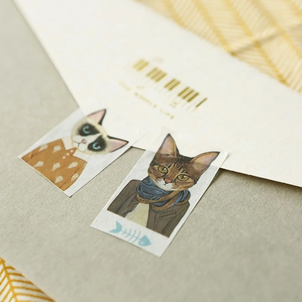 Мультяшные милые кошки DIY декоративный материал бумажная лента набор клейкая лента декоративная клейкая винтажная Подарочная васи лента kawaii steriarys