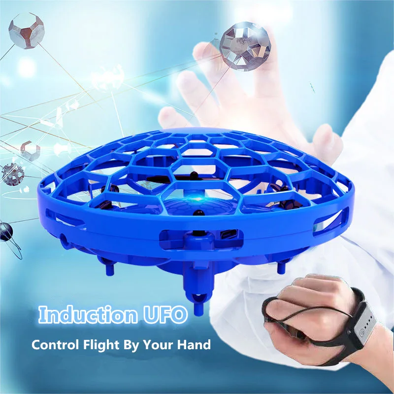 

Fly UFO Drone Intelligent Gesture Induction UFO RC Drone Suspension Obstacle Avoidance Watch Remote Control 3 Model Control Toy
