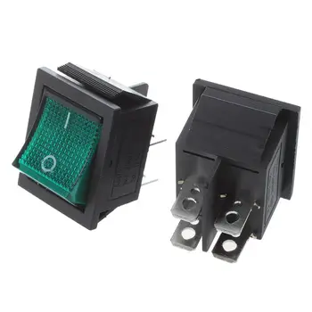 

2 x Green Light 4Pin DPST On-Off Snap in Boat Rocker Switch 16A/250V 20A/125V AC