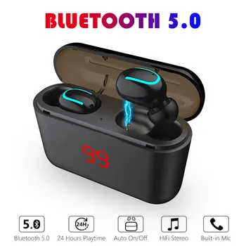 

Mini Wireless Bluetooth Headphone TWS Voice Message Bass Digital Power Display LED Binaural Stereo Earset Sport Smart Phone